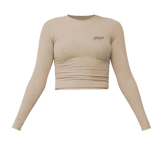 Cozy Clay Cropped Long Sleeve Tee